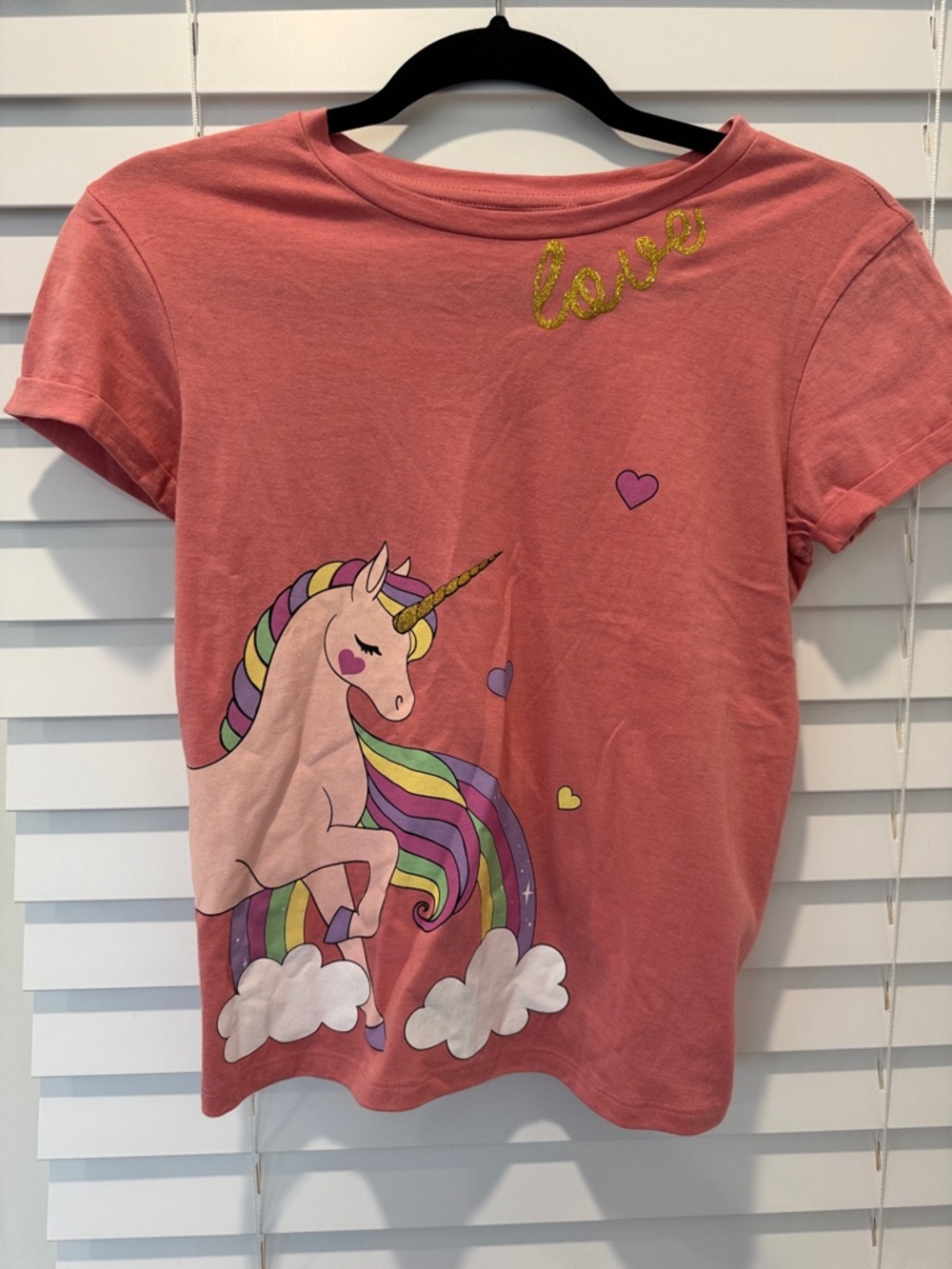 Unicorn Sparkle Glitter Short Sleeve T-Shirt Girls Pink Rainbow Spring Summer